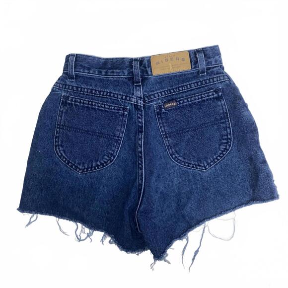 Vintage 90s Riders Blue Raw Hem High Waisted Denim Shorts 25 - Picture 2 of 3